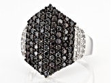 Black Spinel Rhodium Over Sterling Silver Ring. 2.38ctw