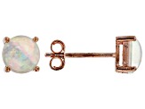 White, Pink, and Blue Lab Created Opal 18k Rose Gold Over Silver Set of 3 Stud Earrings 6mm Round