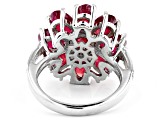 Red Mahaleo® Ruby and White Zircon Rhodium Over Sterling Silver Flower Ring 5.59ctw