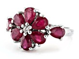 Red Mahaleo® Ruby Rhodium Over Sterling Silver Ring. 3.70ctw