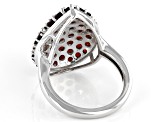 Garnet Rhodium Over Silver Cluster Ring 3.45ctw