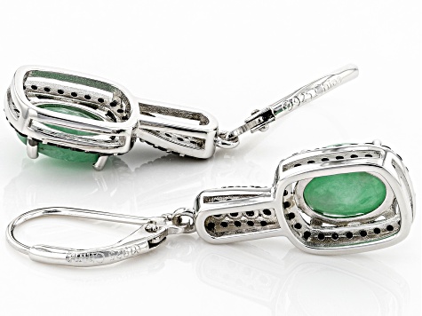 Green Emerald Rhodium Over Sterling Silver Earrings. 2.70ctw