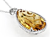 Yellow Citrine Rhodium Over Sterling Silver Pendant with Chain. 16.00ctw