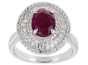 Picture of Red Ruby Rhodium Over Sterling Silver Ring 2.70ctw