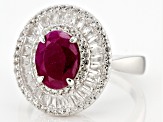 Red Ruby Rhodium Over Sterling Silver Ring 2.70ctw
