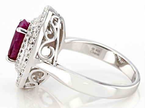 Red Ruby Rhodium Over Sterling Silver Ring 2.70ctw