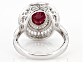 Red Ruby Rhodium Over Sterling Silver Ring 2.70ctw