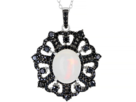 Multi-Color Ethiopian Opal Rhodium Over Sterling Silver Pendant with Chain. 2.99ctw
