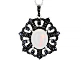 Multi-Color Ethiopian Opal Rhodium Over Sterling Silver Pendant with Chain. 2.99ctw