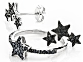 Black Spinel Rhodium Over Sterling Silver Star Ring and Earring Set 0.60ctw