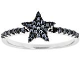 Black Spinel Rhodium Over Sterling Silver Star Ring and Earring Set 0.60ctw