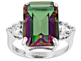 Multi-Color Quartz Rhodium Over Sterling Silver Ring 6.30ctw