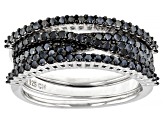 Black Spinel Rhodium Over Sterling Silver Ring Set 1.15ctw