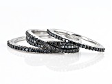 Black Spinel Rhodium Over Sterling Silver Ring Set 1.15ctw