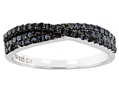 Black Spinel Rhodium Over Sterling Silver Ring 1.00ctw