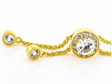 White Lab Created Sapphire 18k Yellow Gold Over Sterling Silver Bolo Necklace 1.04ctw