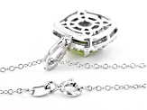 Green Peridot Rhodium Over Sterling Silver Pendant with Chain. 2.57ctw