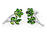 Green Chrome Diopside Rhodium Over Sterling Silver Earrings. 3.55