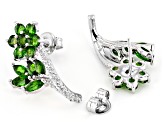 Green Chrome Diopside Rhodium Over Sterling Silver Earrings. 3.55