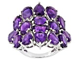 Purple Amethyst Rhodium Over Sterling Silver Ring. 8.50ctw.