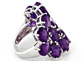 Purple Amethyst Rhodium Over Sterling Silver Ring. 8.50ctw.
