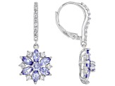 Blue Tanzanite Rhodium Over Sterling Silver Earrings. 2.22ctw