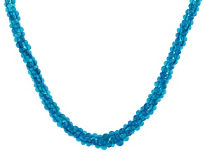 Multi-Size Paraiba Blue Color Opal Bead Sterling Silver Necklace