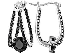 Black Spinel Rhodium Over Sterling Silver Dangle Earrings 4.83ctw