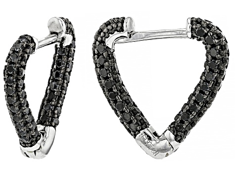 Black Spinel Rhodium Over Sterling Silver Earrings. 0.85ctw.