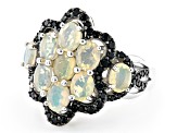 Multi Color Ethiopian Opal Rhodium Over Sterling Silver Ring. 1.65ctw