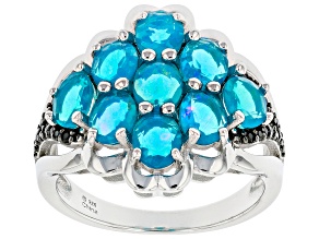 Blue Paraiba Opal Rhodium Over Sterling Silver Ring. 1.08ctw