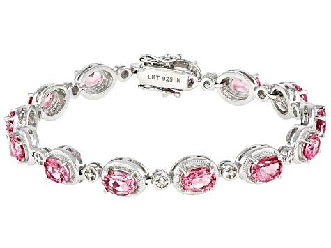 Pink Topaz Rhodium Over Sterling Silver Bracelet. 12.35ctw - DOK1803 ...