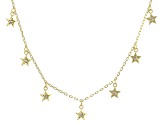 White Zircon 18K Yellow Gold Over Sterling Silver Star Necklace 0.09ctw