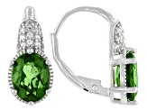 Green Chrome Diopside Rhodium Over Sterling Silver Earrings. 2.42ctw