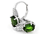 Green Chrome Diopside Rhodium Over Sterling Silver Earrings. 2.42ctw