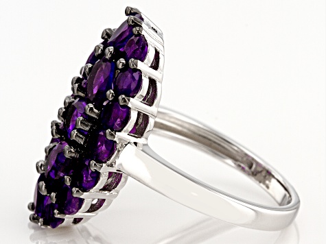 Purple African Amethyst Rhodium Over Sterling Silver Ring 3.00ctw