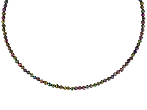 Multi Color Black Spinel Stainless Steel Necklace