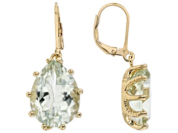 Picture of Green Prasiolite 18K Yellow Gold Over Sterling Silver Earrings. 13.00ctw