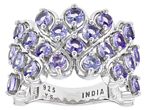 Blue Tanzanite Rhodium Over Sterling Silver Ring 2.18ctw