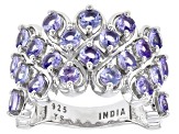 Blue Tanzanite Rhodium Over Sterling Silver Ring 2.18ctw