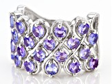 Blue Tanzanite Rhodium Over Sterling Silver Ring 2.18ctw