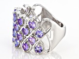 Blue Tanzanite Rhodium Over Sterling Silver Ring 2.18ctw