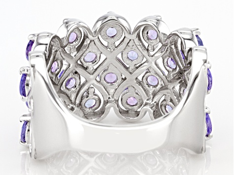 Blue Tanzanite Rhodium Over Sterling Silver Ring 2.18ctw