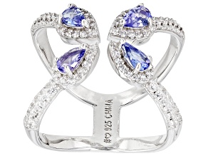 Blue Tanzanite Rhodium Over Sterling Silver Ring 1.48ctw