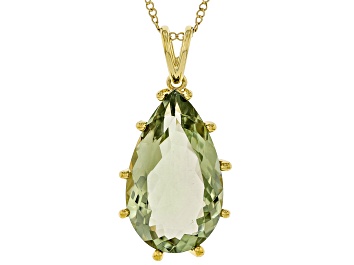 Picture of Green Prasiolite 18K Yellow Gold Over Sterling Silver Pendant with Chain 19.00ct