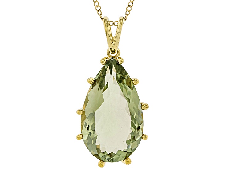 18k yellow gold olive green moonstone pendant