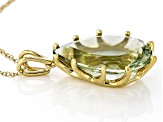 Green Prasiolite 18K Yellow Gold Over Sterling Silver Pendant with Chain 19.00ct