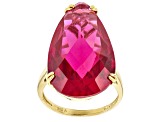 Red Lab Created Ruby 18K Yellow Gold Over Sterling Silver Ring 18.00ct
