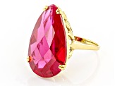 Red Lab Created Ruby 18K Yellow Gold Over Sterling Silver Ring 18.00ct