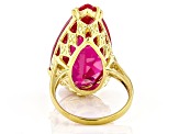 Red Lab Created Ruby 18K Yellow Gold Over Sterling Silver Ring 18.00ct